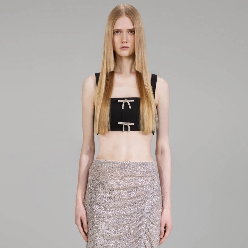Black crepe crop top